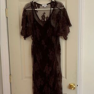 Never Fully Dressed Mesh Overlay Top in Brown